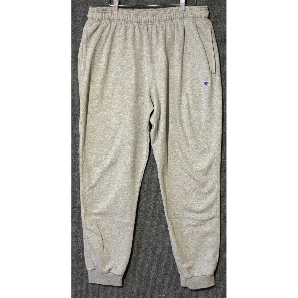 Champion Mens XL Joggers Gray Elastic Waist Fleece C Logo Sweatpants